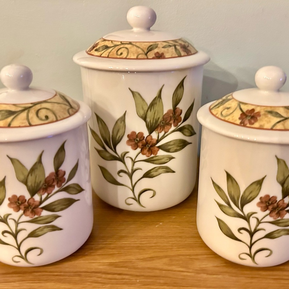 Royal Doulton Floral Canister Set - White and Green